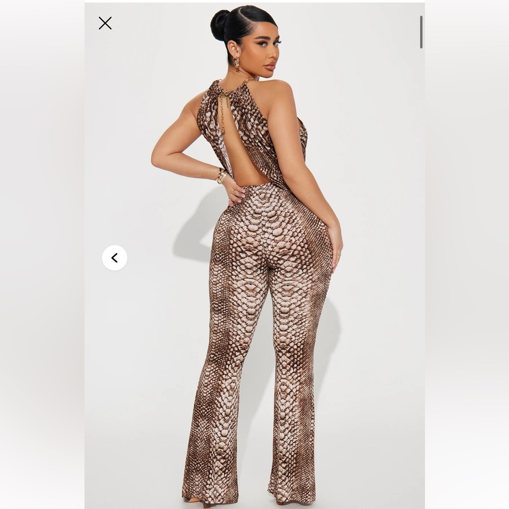 Stylish Brown Snake Print Jumpsuit
